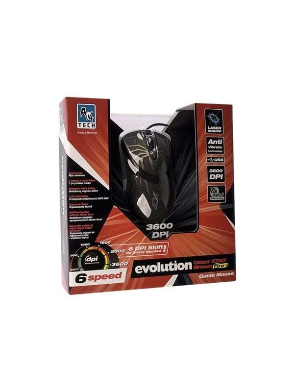 Evo Xgame Laser Oscar X747 Brown Fire   Mus   Laser   7 Knapper fra A4tech