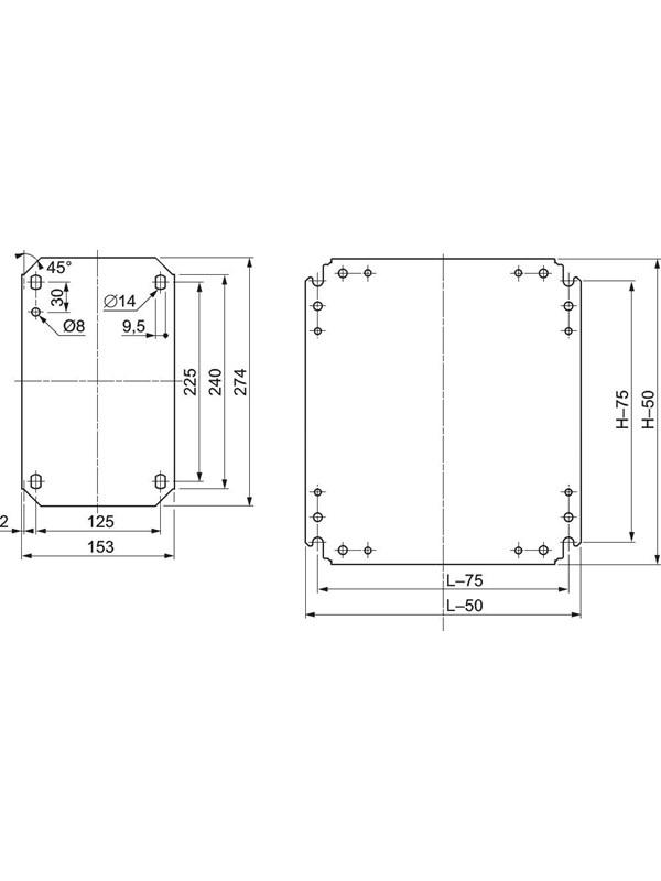 Grundplade Galvaniseret 300x400 fra Schneider Electric