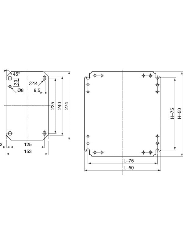 Grundplade Galvaniseret 300x300 fra Schneider Electric