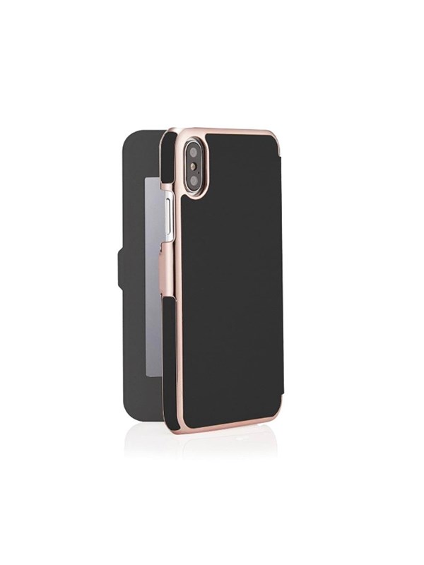 Slim Wallet Mirror For Iphone Xr   Black Rose Gold fra Pipetto
