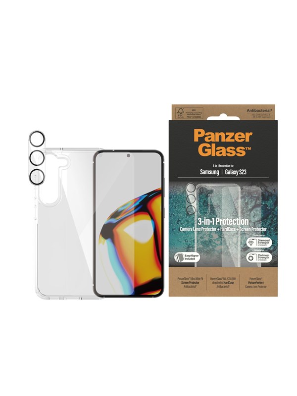 3 In 1 Pack Samsung Galaxy S23 fra Panzerglass