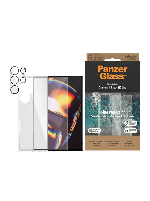 3 In 1 Pack Samsung Galaxy S23 Ultra fra Panzerglass