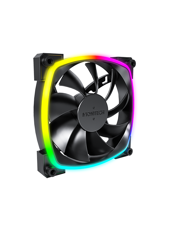 Ax120 Pwm Bk   Kabinet Køler   120mm   Sort Med Rgb Led Lys   27 Dba fra Montech