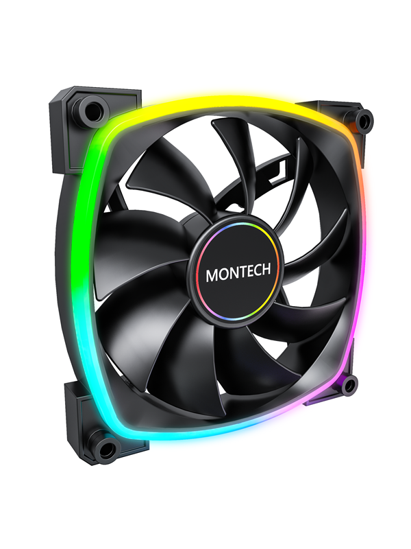 Ax140 Pwm Bk   Kabinet Køler   140mm   Sort Med Rgb Led Lys   28 Dba fra Montech