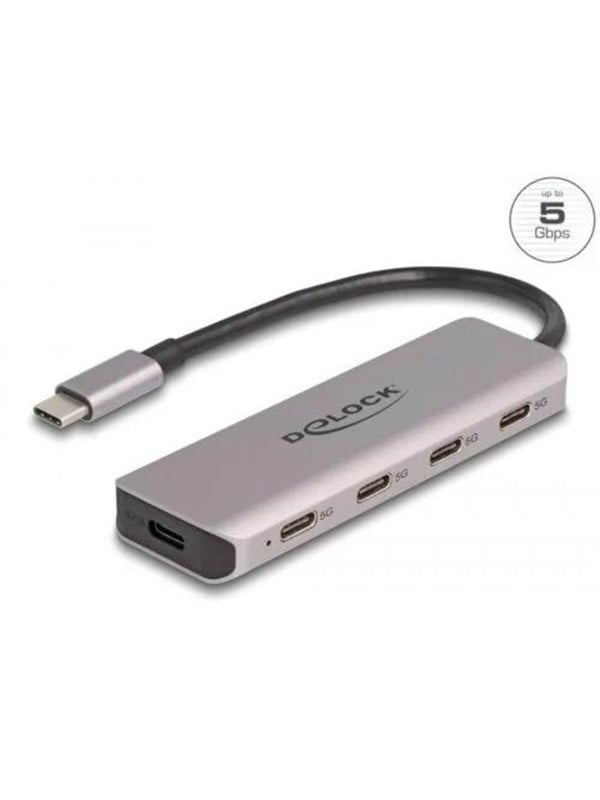64238 Interface Hub Usb Hub   4 Ports   Grå fra Delock
