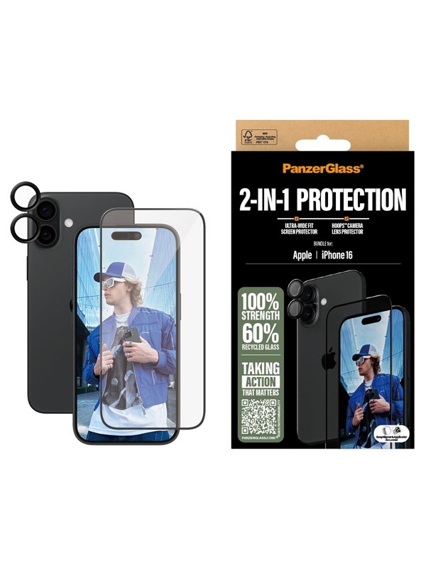 2 In 1 Bundle Iphone 16 fra Panzerglass