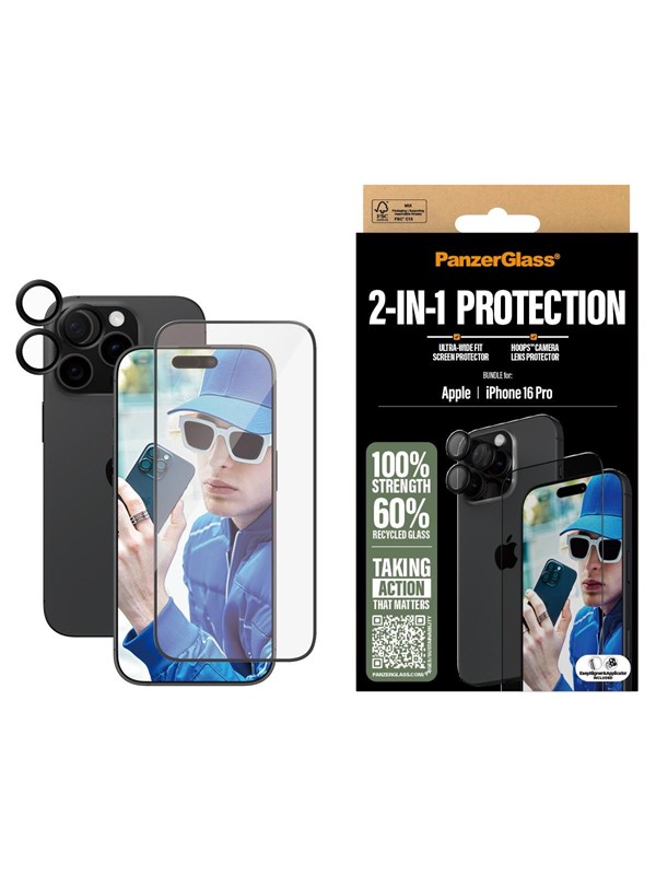 2 In 1 Bundle Iphone 16 Pro fra Panzerglass