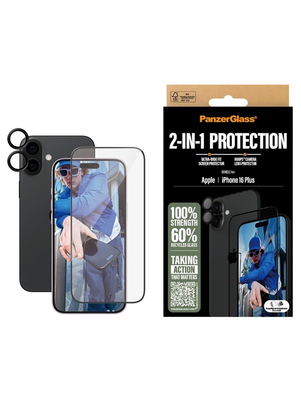 2 In 1 Bundle Iphone 16 Plus fra Panzerglass