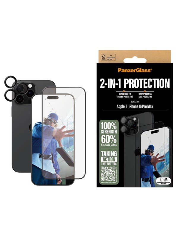2 In 1 Bundle Iphone 16 Pro Max fra Panzerglass