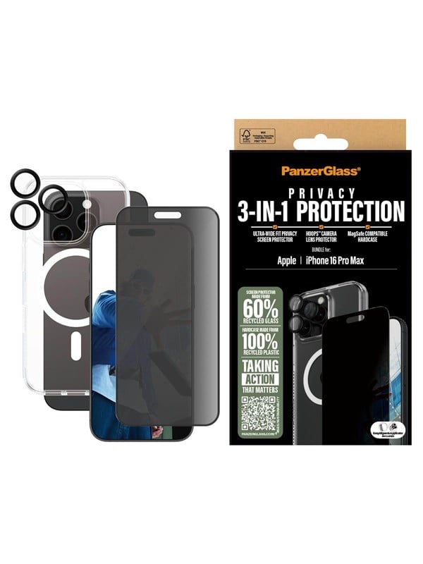 3 In 1 Privacy Protection Bundle Iphone 16 Pro Max fra Panzerglass