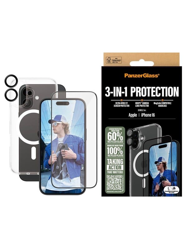3 In 1 Protection Bundle Iphone 16 fra Panzerglass