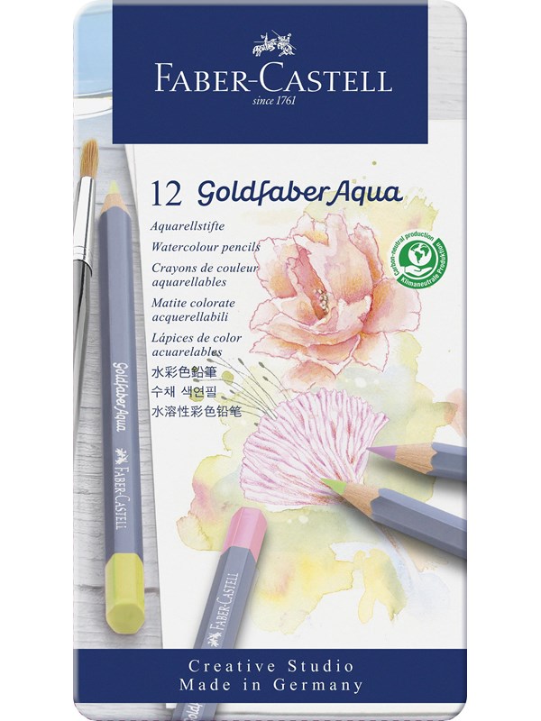 Gofa Aqua Metal Box Of 12 Pastel Colours fra Faber Castell