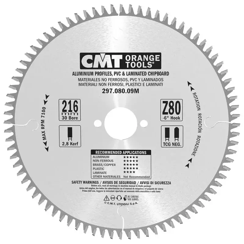 CMT Rundsavsklinge 216x2,8x30 Z64 NE NEG - Til Aluminium