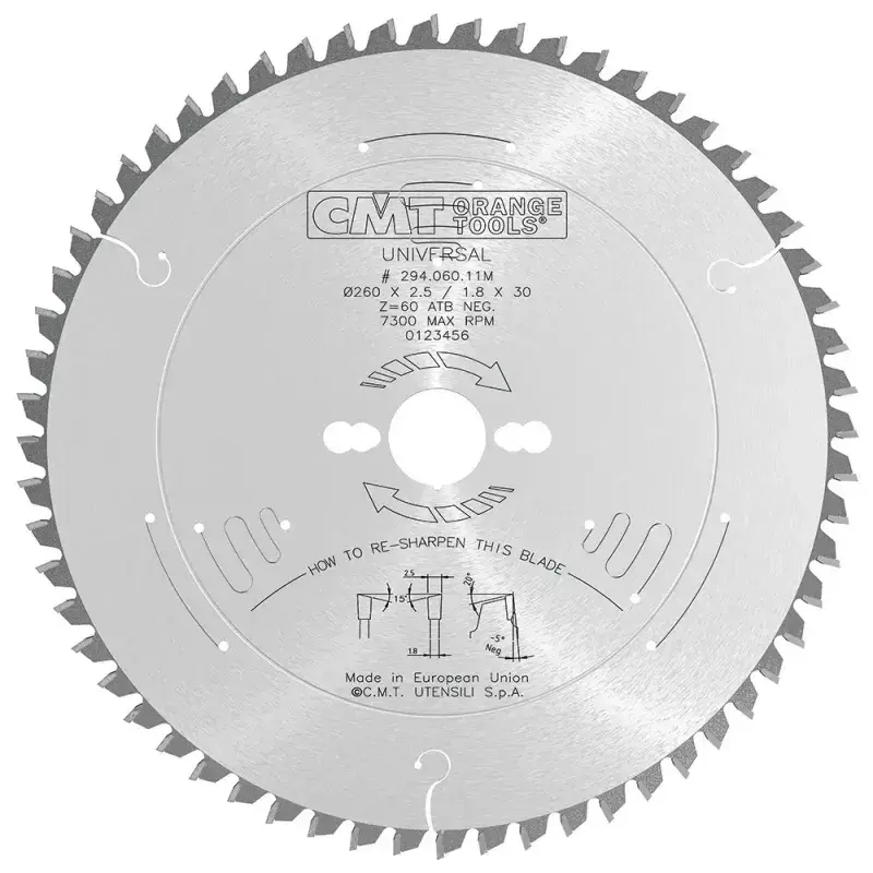 CMT Universel Rundsavsklinge 260x2,5x30 Z60 W Neg