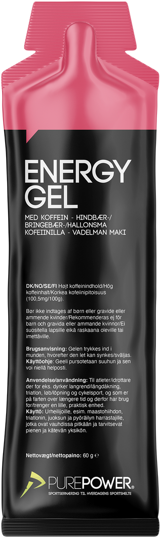 Energy Gel Koffein Hindbær   60g fra Purepower