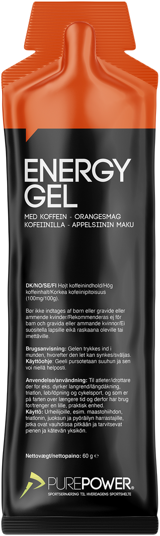 Energy Gel Koffein Appelsin   60g fra Purepower