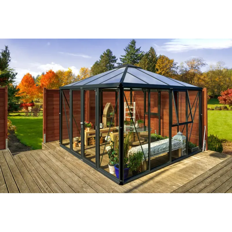 Fortuna 10200 Sort Drivhus 3mm Hærdet Glas  10mm Polytag fra Vitavia