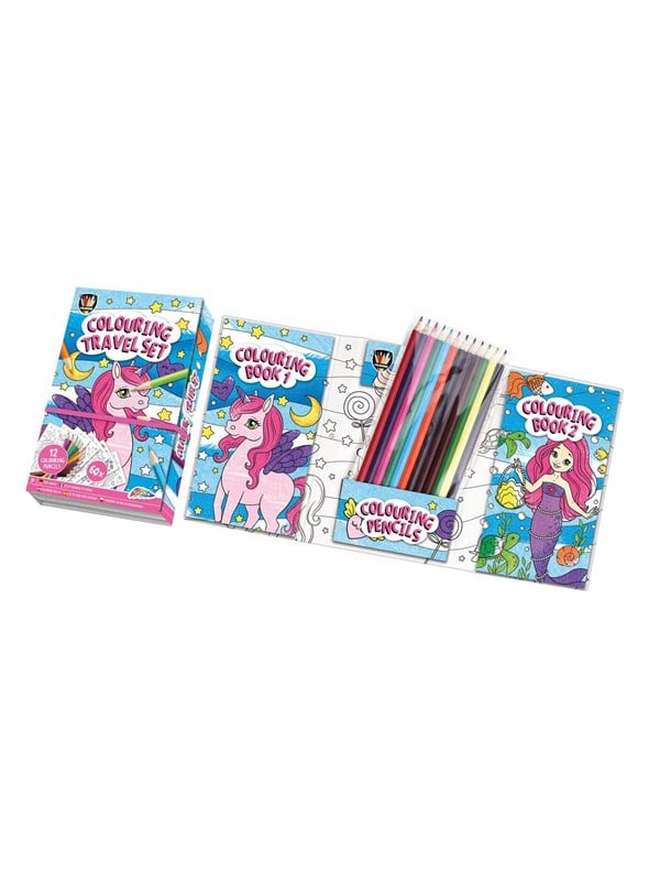 Coloring Books (2pcs) With Pencils   Unicorn And M fra Grafix