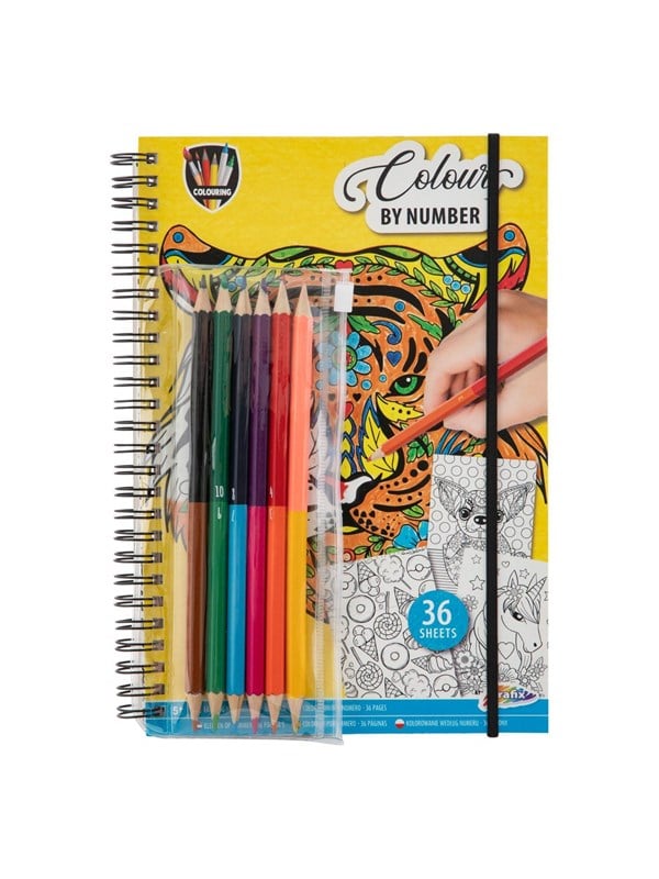 Color By Number Coloring Book With Crayons. fra Grafix