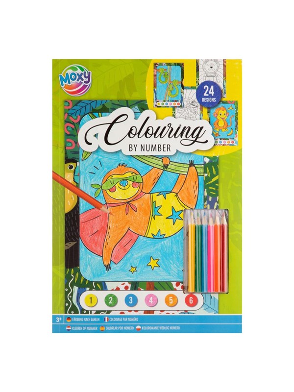 Color By Number Coloring Book A4 With 6 Colored Pencils 24 Sheets fra Grafix