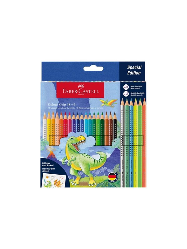 Colour Grip   Colour Pencil Pack Of 24 With Dinosaur Sticker fra Faber Castell