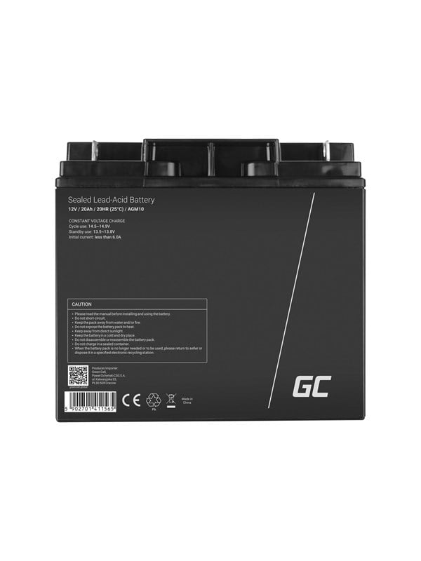Agm10 Agm 12v 20ah Gel Deep Cycle fra Green Cell