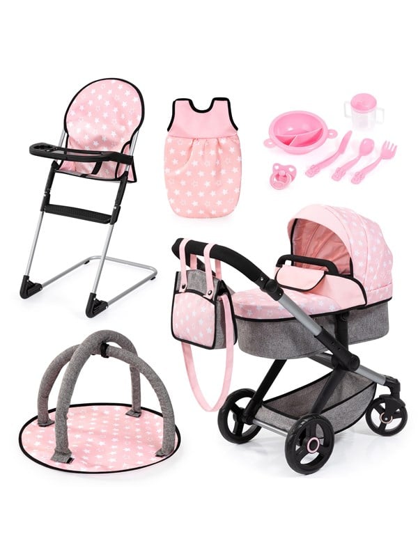 Doll&apos;s Pram Xeo Deluxe Set   Grey Pink (17030ab) fra Bayer Design
