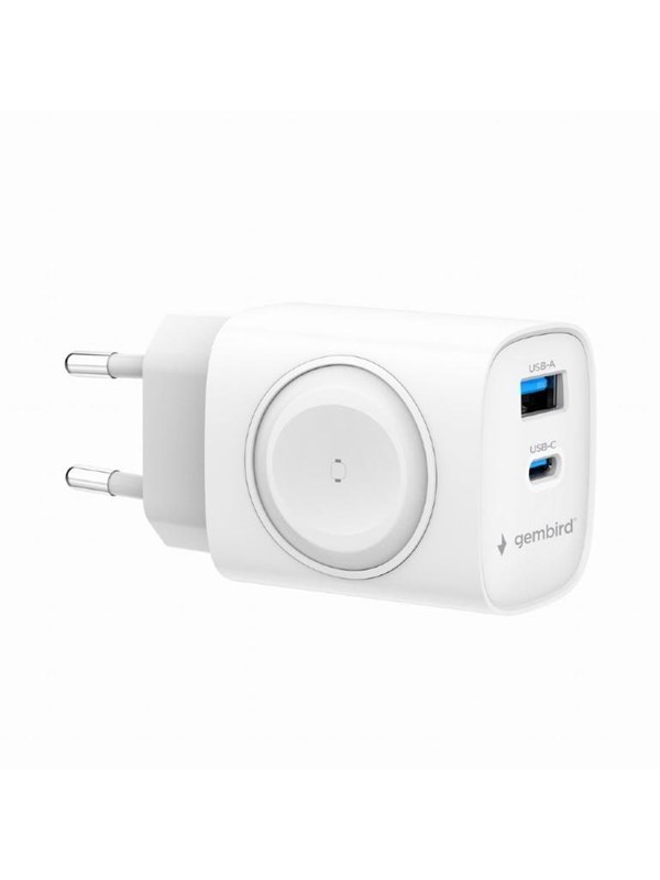 2 In 1 20w Apple Watch + Phone Fast Charger   White fra Gembird