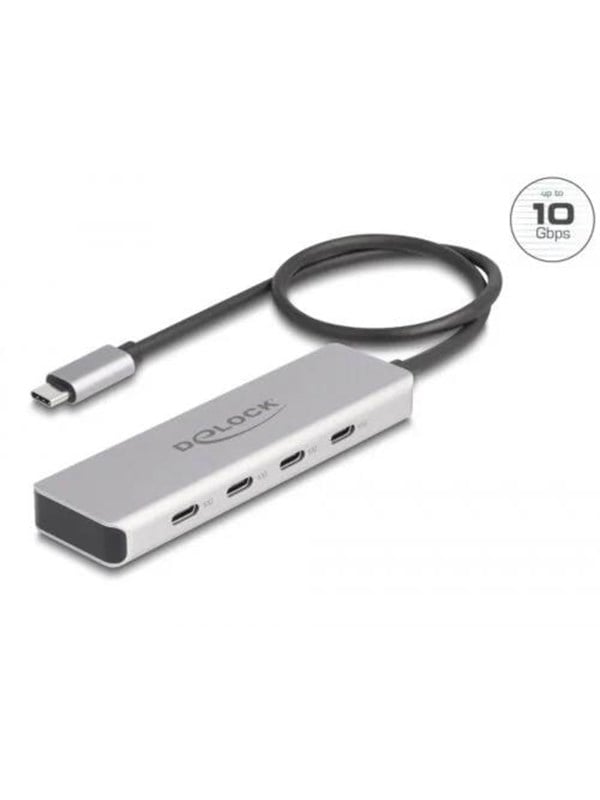Hub   10 Gbps With 35 Cm Connection Cable   4 Ports Usb Hub   4 Ports   Grå fra Delock
