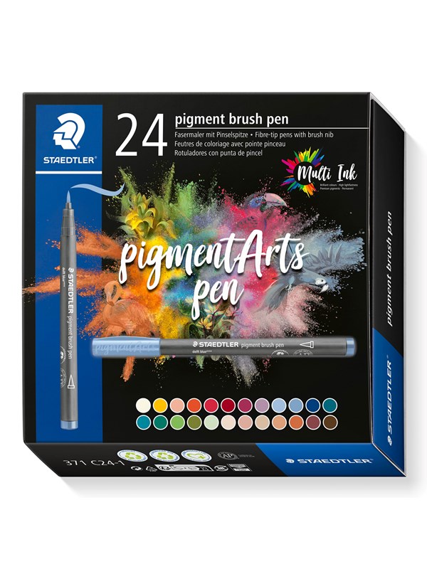 Brush Pen Pigment 24 Stk Ass fra Staedtler