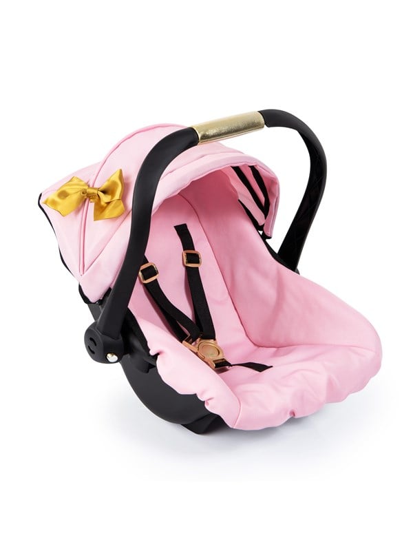 Deluxe Car Seat With Canopy For Dolls   Pink W  Gold Bow (67990aa) fra Bayer Design