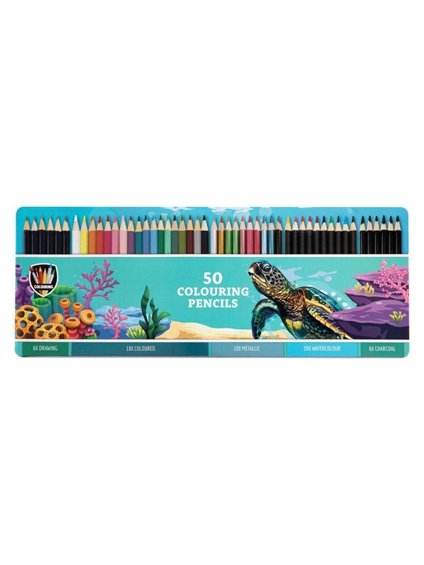 Colored Pencils In Tin Box 50 Pcs. fra Grafix