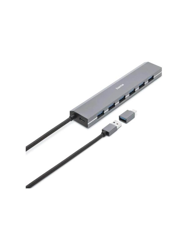 00200137 Interface Hub Usb Hub   Usb 3.1   7 Ports   Grå fra Hama