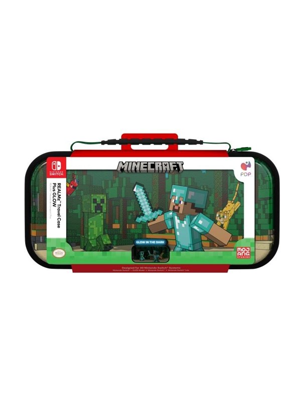 Realmz Travel Case   Minecraft Forest Battle Glow In The Dark   Miscellaneous Taske   Nintendo Switch fra Pdp