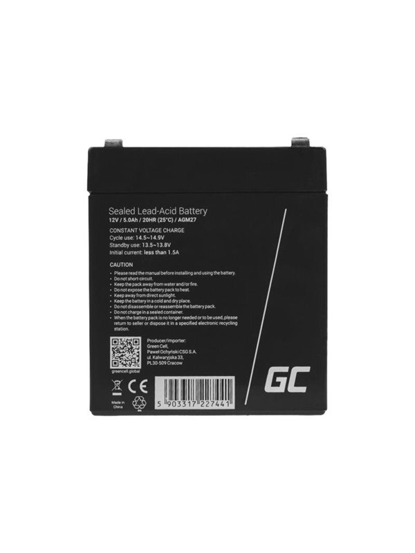 Agm27 Agm 12v 5ah Gel Deep fra Green Cell