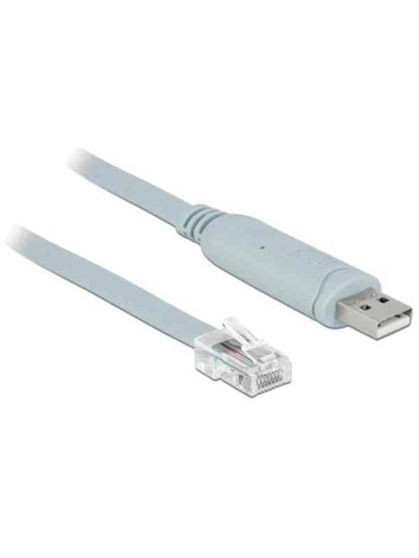 Serial Cable   50 Cm   Grey   Sort   0.5 Meter fra Delock